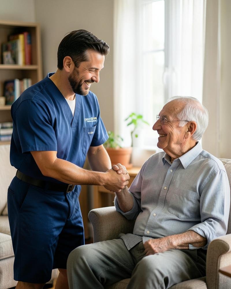 Friendly care professional supporting an NDIS participant