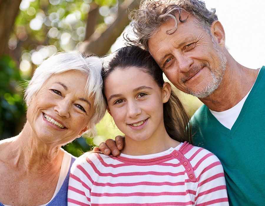 Happy Family with Grandparent and Child